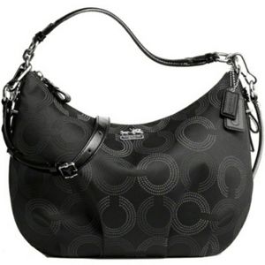 Pre-Owned Black COACH Madison Dotted Optic Art Bag